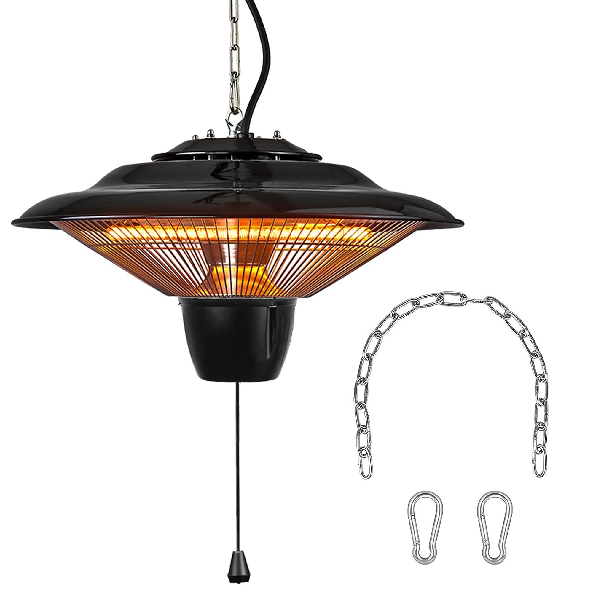 EdenDirec 1500W Hanging Infrared Patio Heater, Electric Space Heater, IP23 Waterproof, 23 inch Adjustable Chain, Pull-Cord Control, Overheat Protection, Indoor/Outdoor